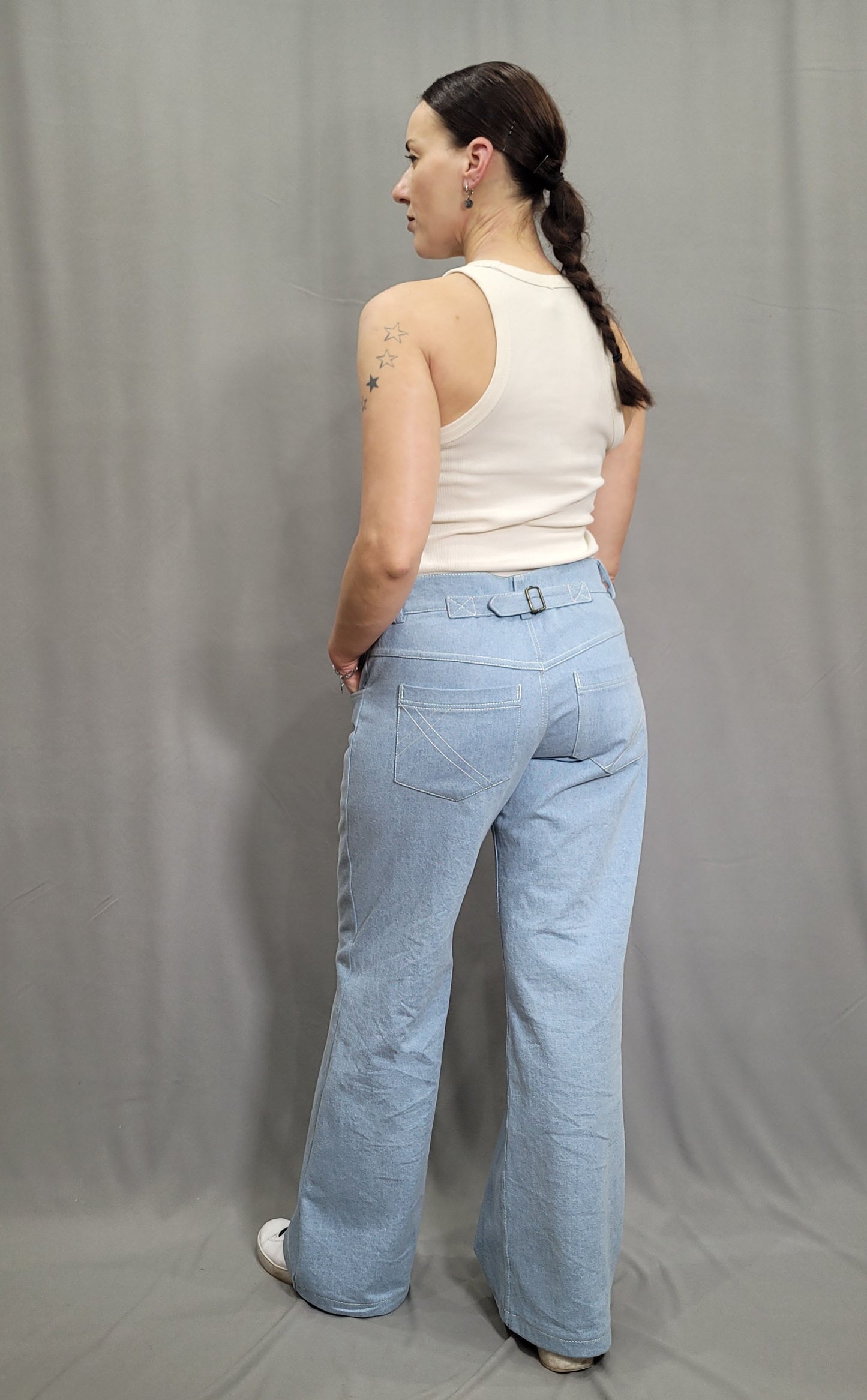 Jeans Schnittmuster Damen PDF – weite High Waist Hose nähen