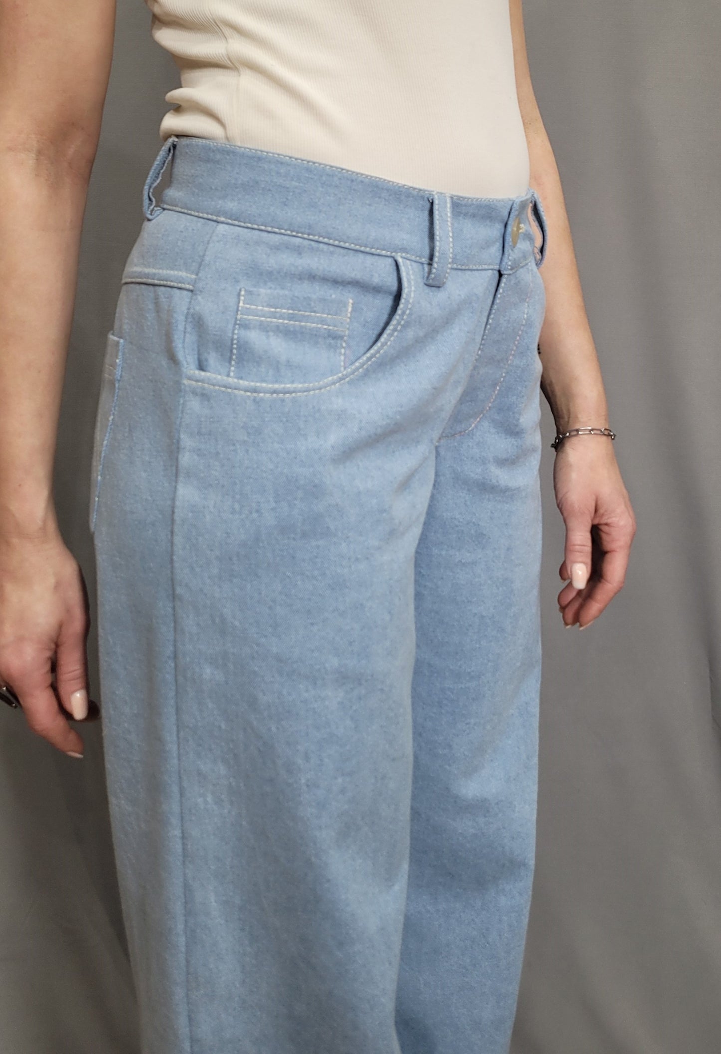 Jeans Schnittmuster Damen PDF – weite High Waist Hose nähen
