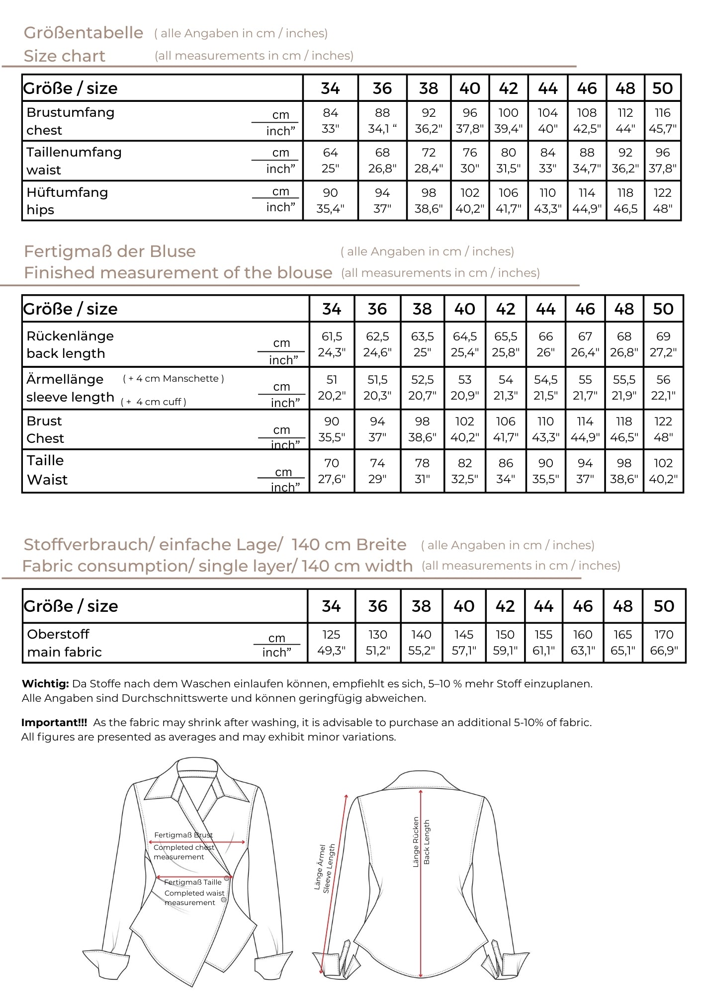 Wickelbluse Schnittmuster PDF Damen | Wrap Blouse Sewing Pattern
