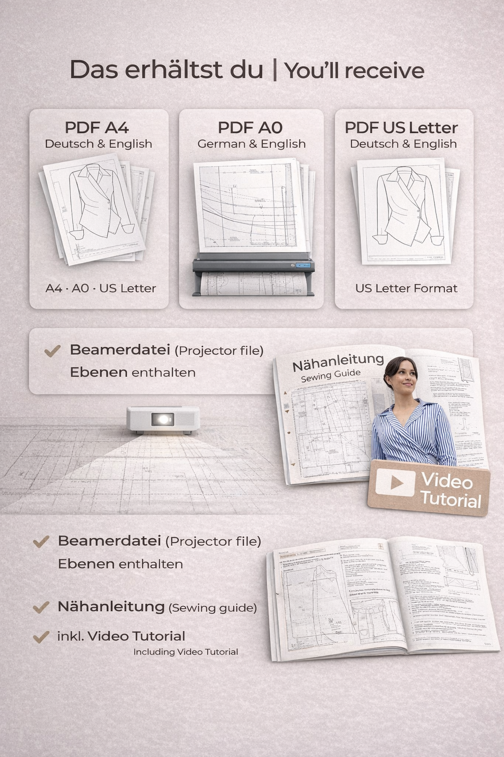 Wickelbluse Schnittmuster PDF Damen | Wrap Blouse Sewing Pattern