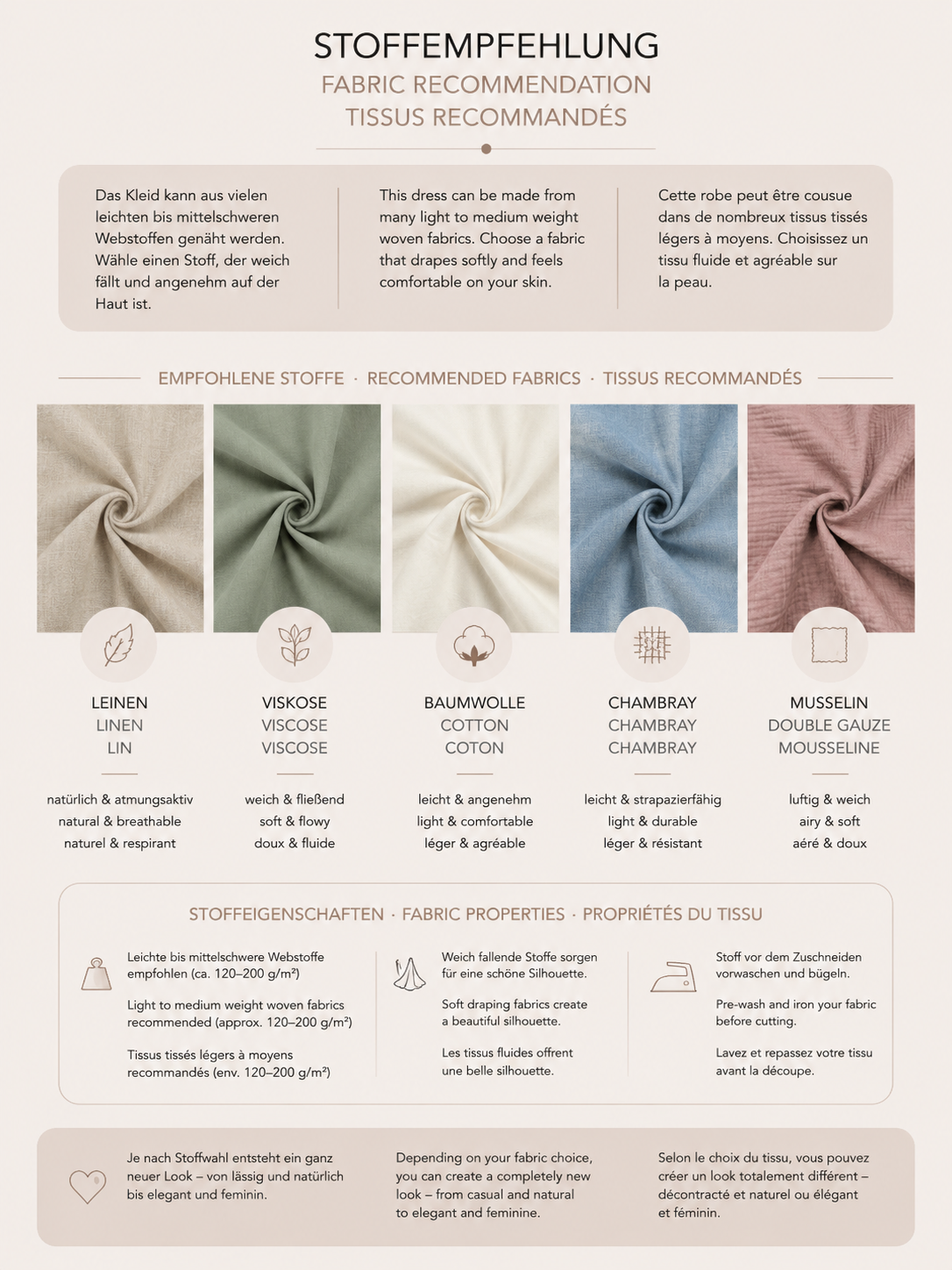 Maxikleid Schnittmuster PDF – Kleid mit V-Ausschnitt, Taschen & Schlitz | Größen 34–50