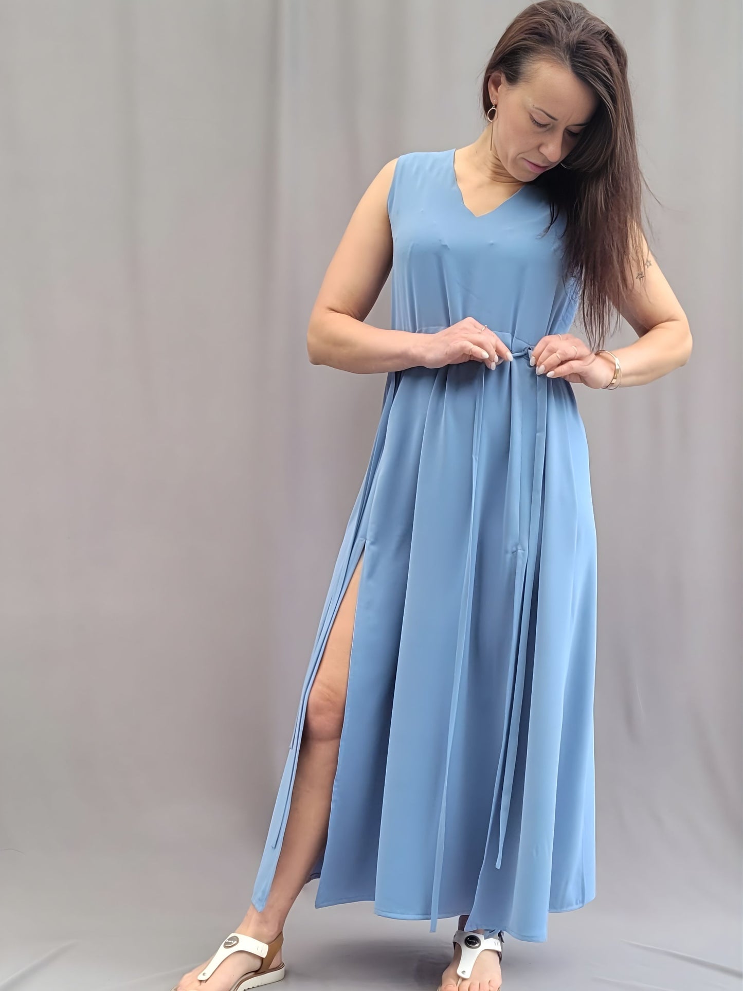 Schnittmuster Maxikleid Sommerkleid mit Schlitz und V-Ausschnitt  PDF Schnittmuster