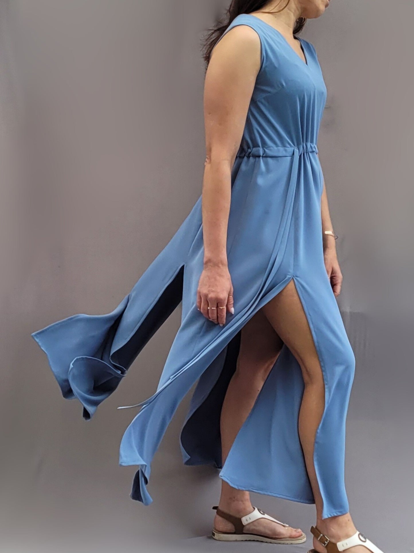 Schnittmuster Maxikleid Sommerkleid mit Schlitz und V-Ausschnitt  PDF Schnittmuster