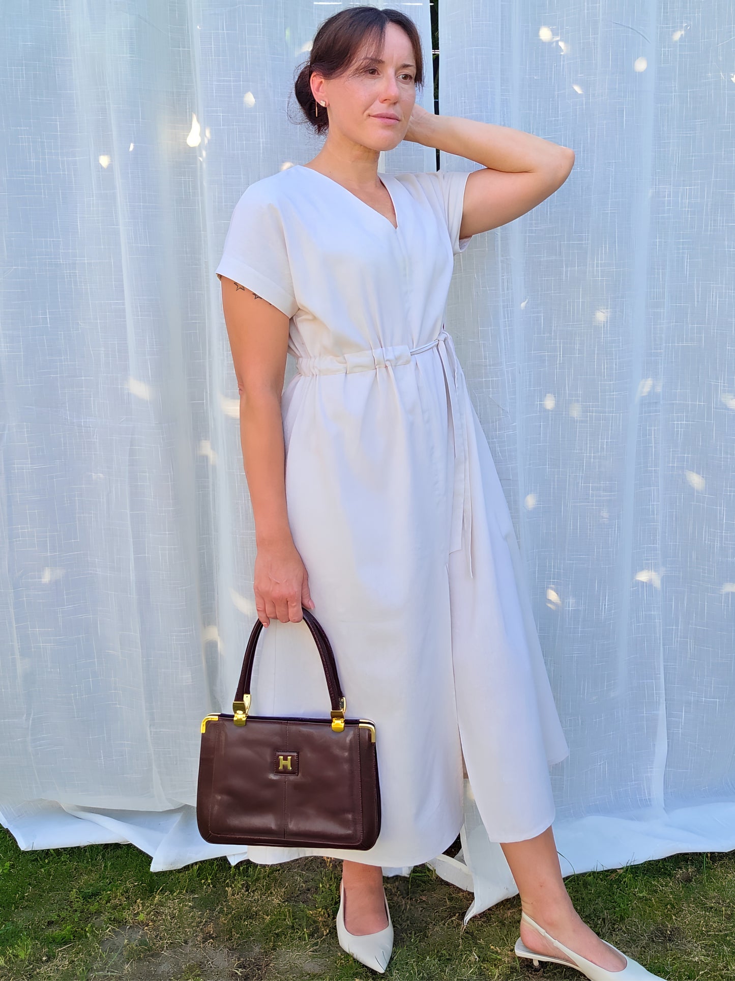Maxikleid Schnittmuster PDF – Kleid mit V-Ausschnitt, Taschen & Schlitz | Größen 34–50