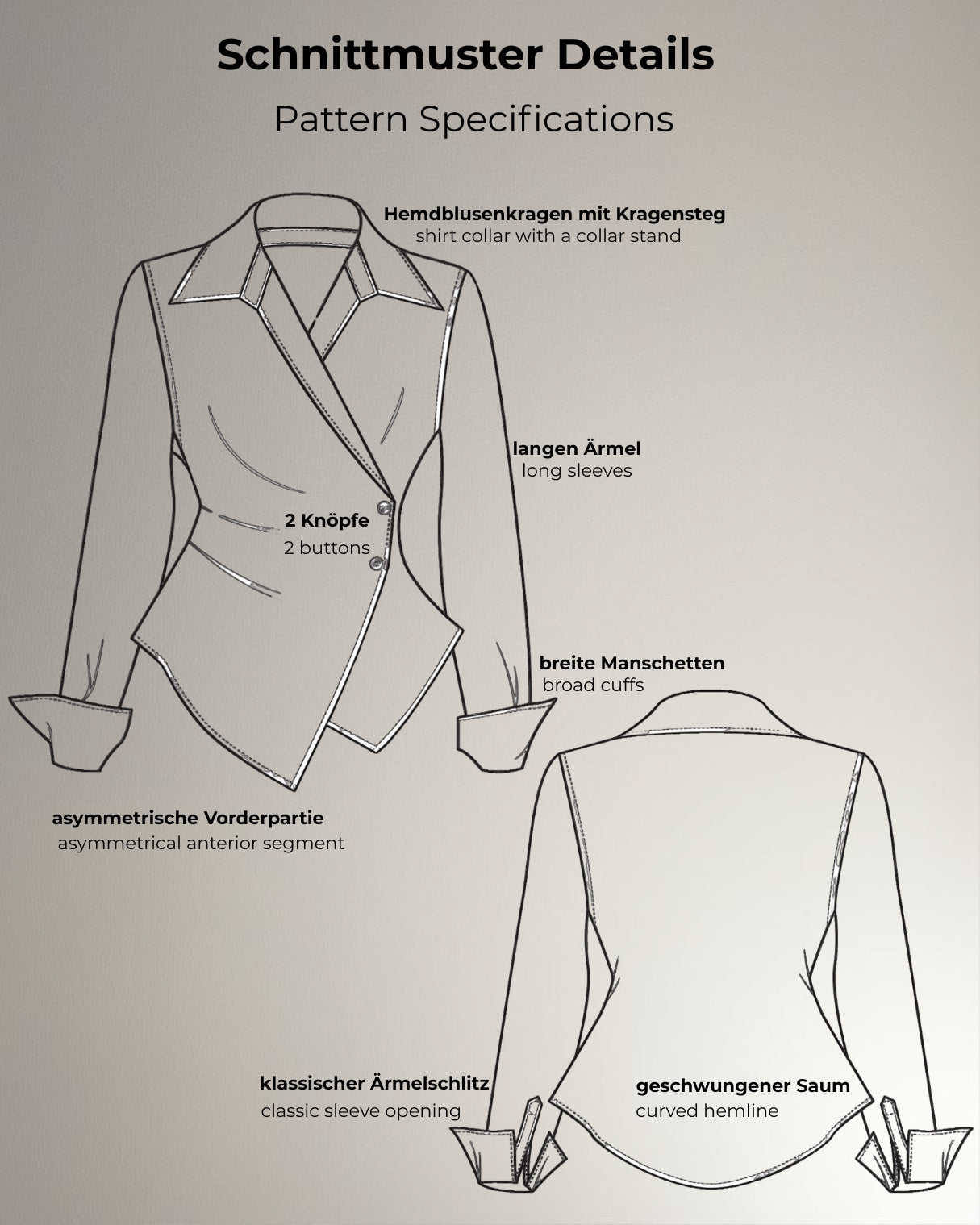 Wickelbluse Schnittmuster PDF Damen | Wrap Blouse Sewing Pattern