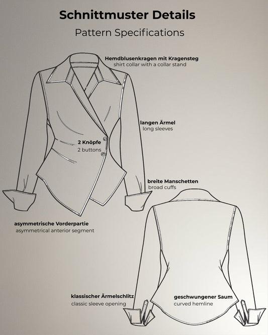 Wickelbluse Schnittmuster PDF Damen | Wrap Blouse Sewing Pattern