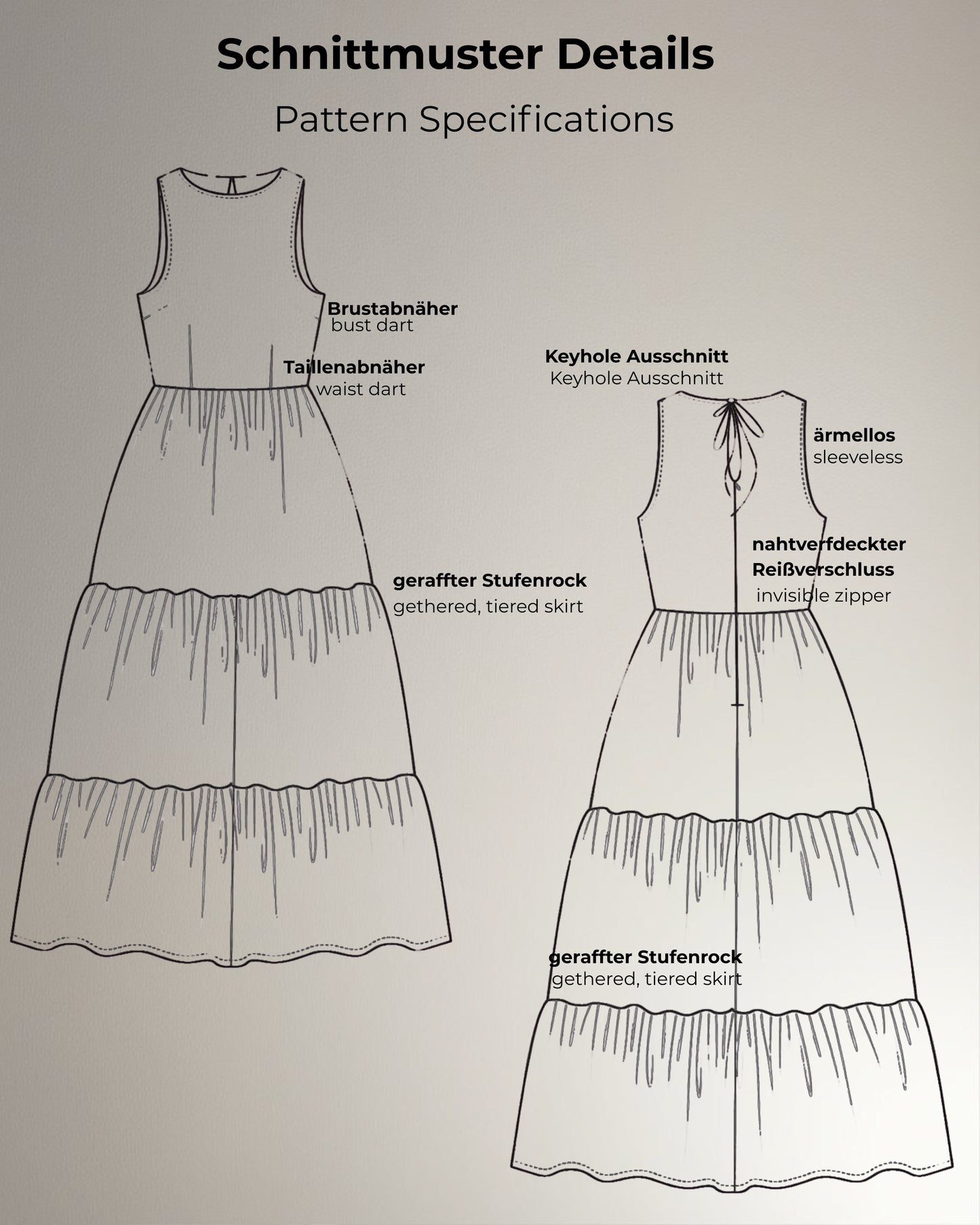 Maxikleid Schnittmuster PDF Damen | Maxi Dress Sewing Pattern | Anfängerfreundlich