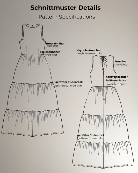Maxikleid Schnittmuster PDF Damen | Maxi Dress Sewing Pattern | Anfängerfreundlich