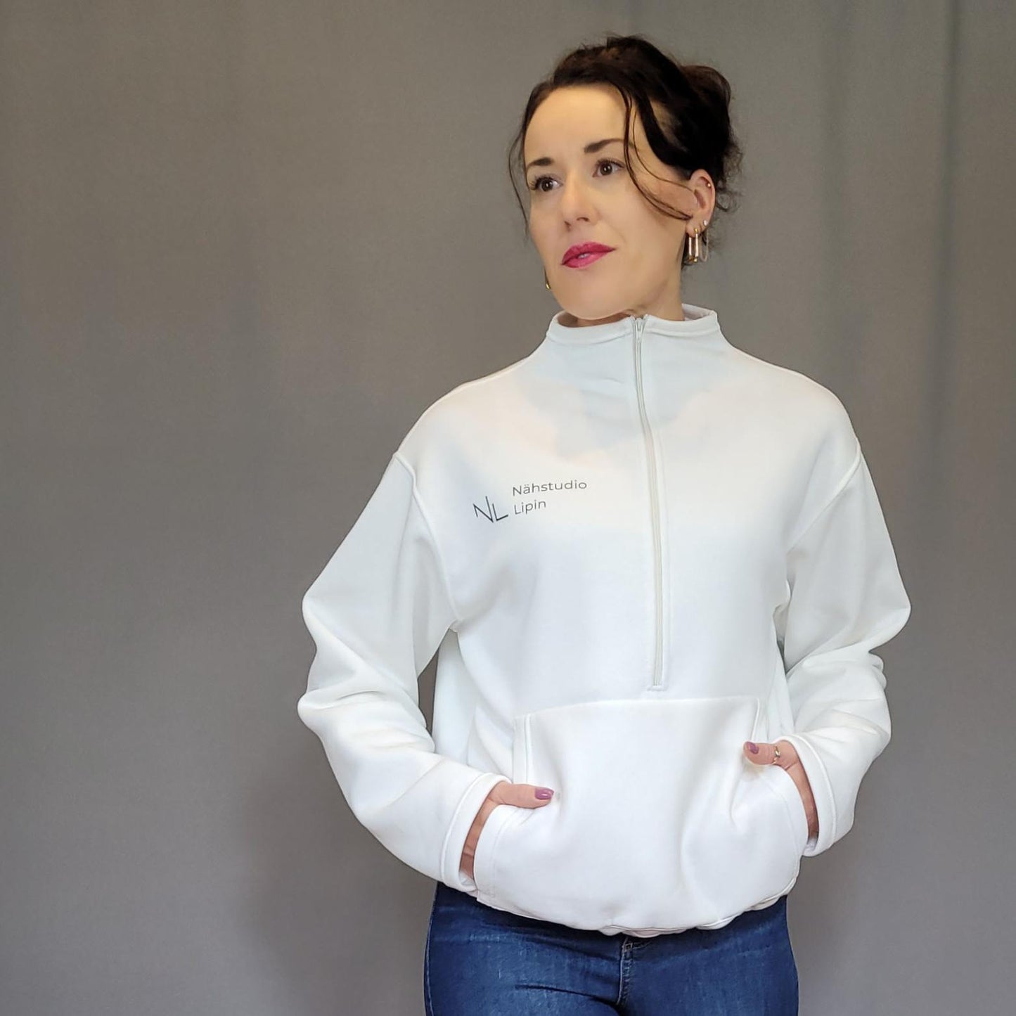 Schnittmuster Pullover mit Reißverschluss Stehkragen PDF Schnittmuster Sweater