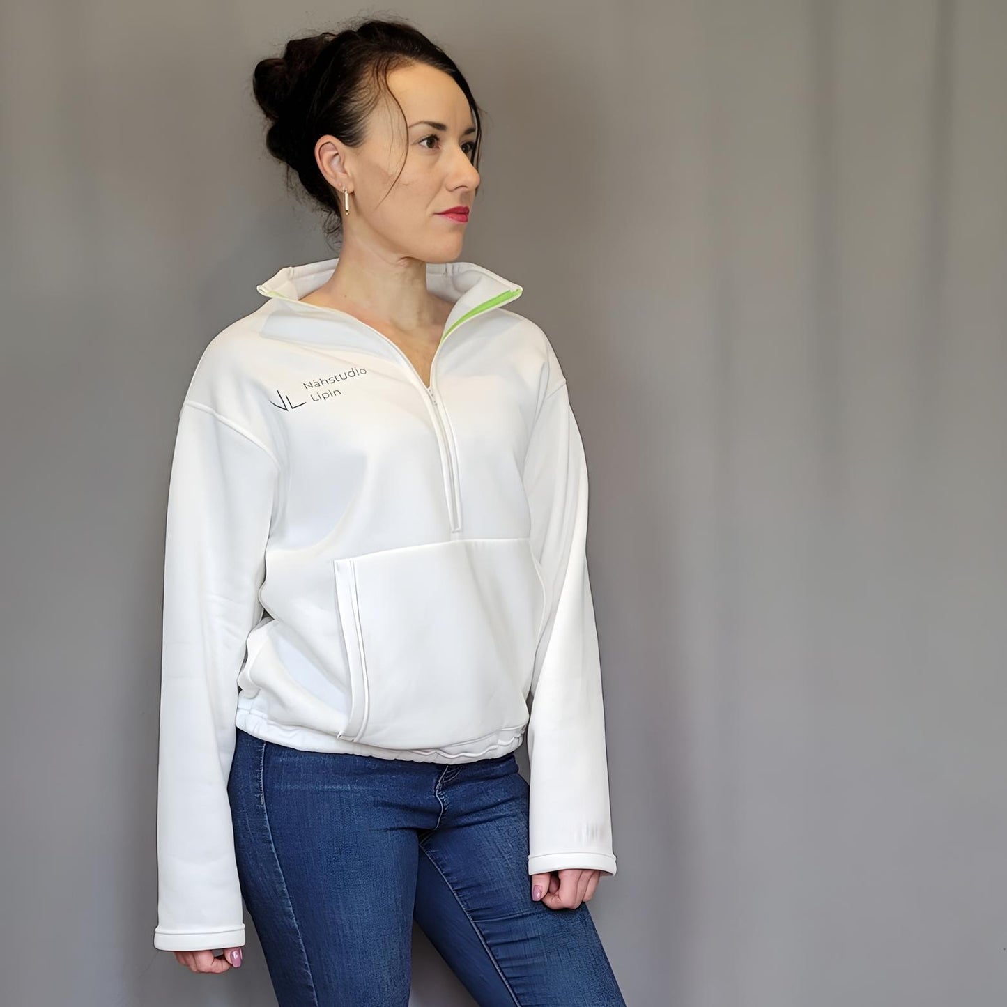 Schnittmuster Pullover mit Reißverschluss Stehkragen PDF Schnittmuster Sweater