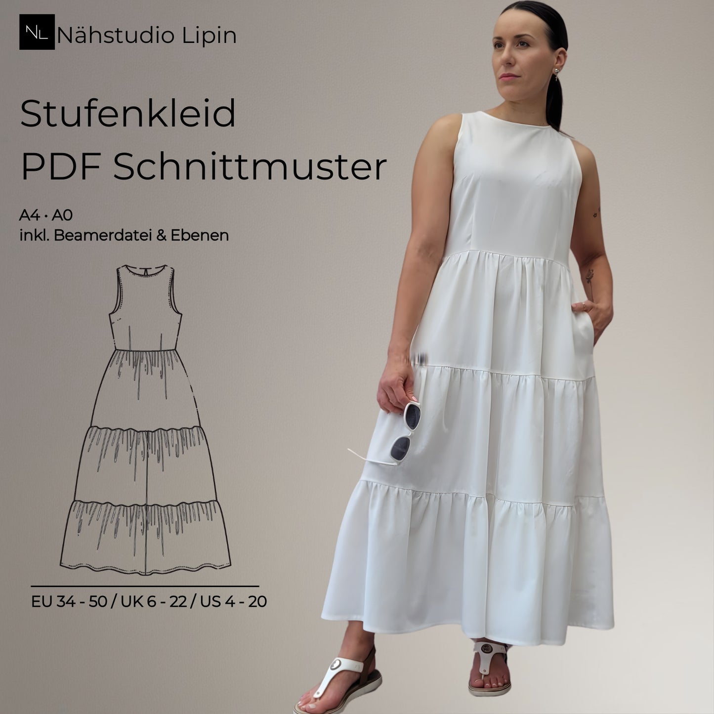 Maxikleid Schnittmuster PDF Damen | Maxi Dress Sewing Pattern | Anfängerfreundlich
