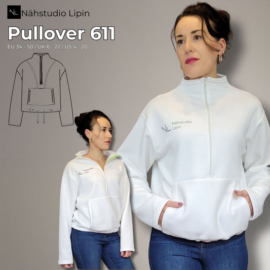 Schnittmuster Pullover mit Reißverschluss Stehkragen PDF Schnittmuster Sweater