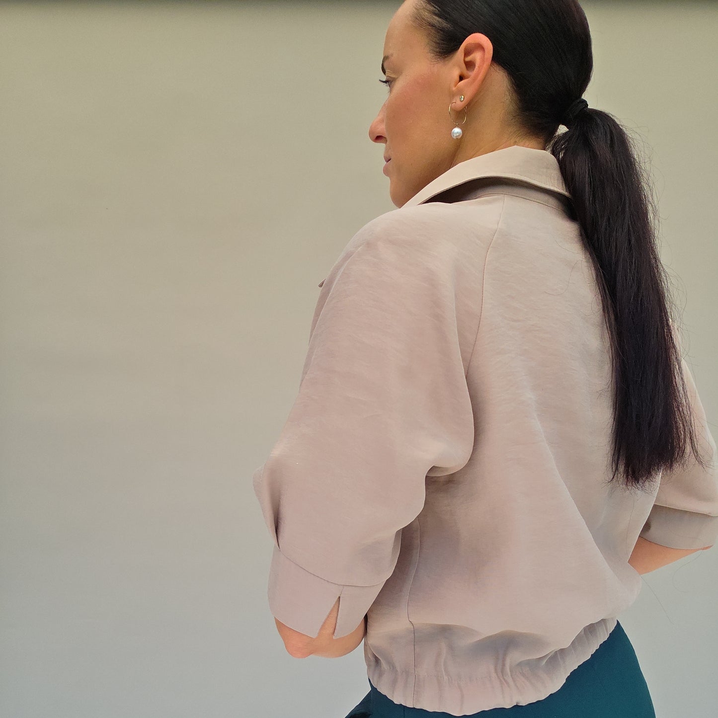 Bluse mit Kragen und Reglanärmel, PDF-Schnittmuster mit Ebenen, Größe 36-50