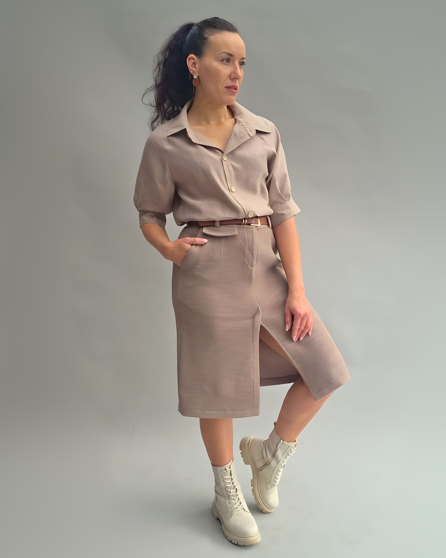 PDF Schnittmuster Rock A-Linie Schlitz  Damenrock mit Schlitz klassischer eleganter Rock mit Taschen