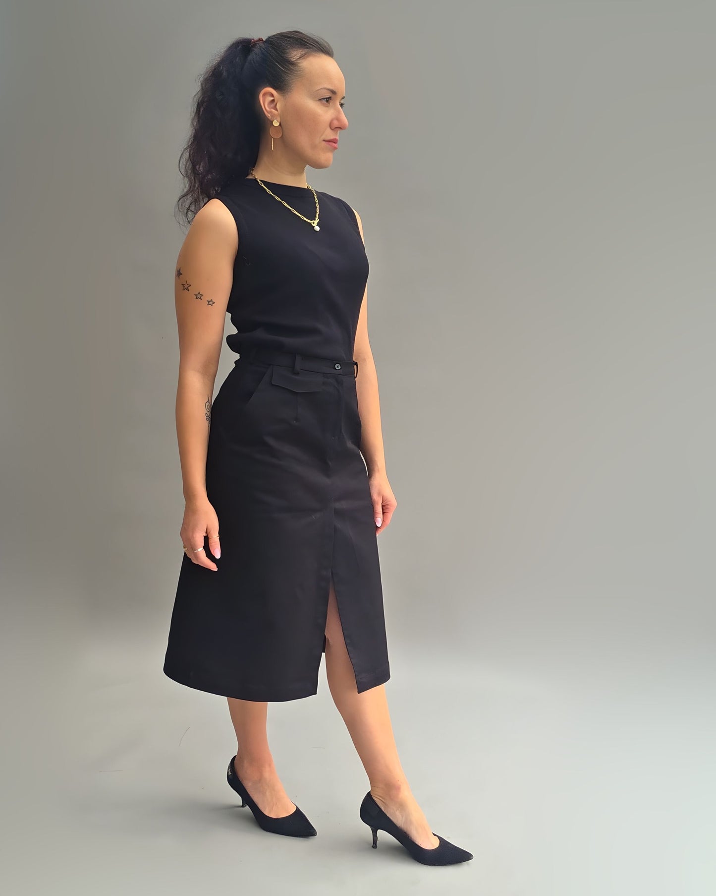 PDF Schnittmuster Rock A-Linie Schlitz  Damenrock mit Schlitz klassischer eleganter Rock mit Taschen