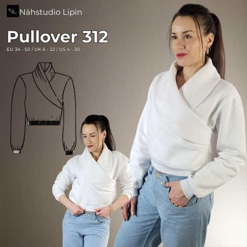 Schnittmuster Damenpullover mit Kragen V-Ausschnitt, Beamerdateien mit Ebenen